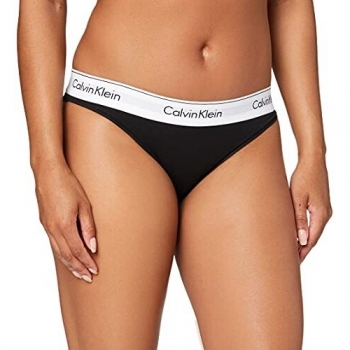 Calvin Klein Women's Bikini Brief-Modern Cotton Bikini, Black, M