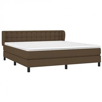 Cama Box Spring con Colchón Tapizado de Tela Marrón Oscuro 160x200 cm