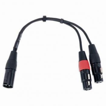 Cordial 0.3m XLR Male to Dual XLR Female Y-Adapter Cable