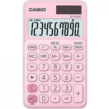 Calculadora de Bolsillo Casio SL-310UC-PK, 10 Dígitos, Función de Cálculo de Impuestos, Tecla para Doble Cero, Color Rosa