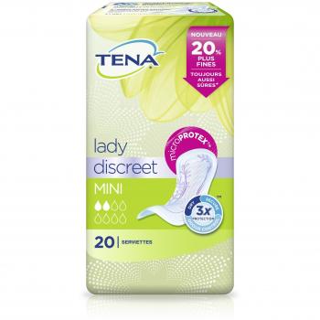 Servilletas Higiénicas Mini TENA Lady Discreet - Paquete de 20 unidades para incontinencia urinaria ligera