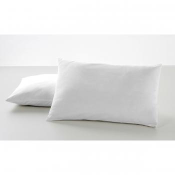 ESTELA - Funda de Almohada Combi Liso 200 Hilos algodón Peinado, Color Blanco - 2 Piezas de 50x80 cm - Confeccionado con biés - 100% Algodón - 200 Hilos