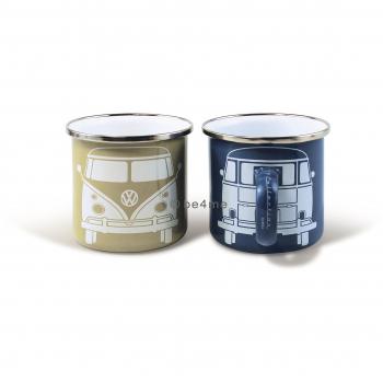 Brisa vw collection t1 taza esmaltada azulgris juego de 2 unidades
