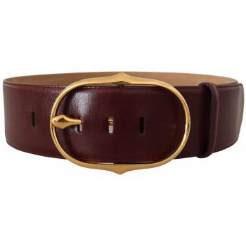 Dolce & Gabbana Dark Brown Leather Gold Metal Buckle Belt - 75 cm / 30 Inches