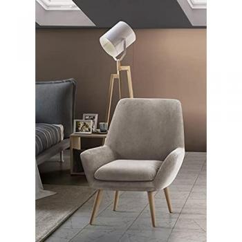 Sillón Relax de Diseño Annarita 100% Made in Italy en Tela Acolchada, Color Tórtola, 80x70h95 cm