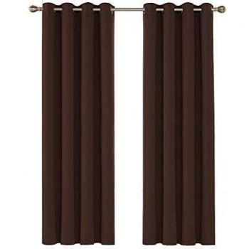 Deconovo Cortina Dormitorio con Aislamiento Térmico Tela Gruesa Color Liso Decoración Hogars con Ojales 2 Piezas 140x200cm Chocolate