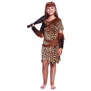 Disfraz de Cavernícola Troglodita Animal Print para Niña - Tallas Infantiles de 3 a 12 años - Ideal para Carnaval, Halloween y Fiestas Teatrales