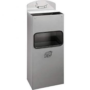 Kombi-Wandascher con Abfalleinwurf y Asher, 4 litros de capacidad, 800 ml para cenizas, acero inoxidable, color plata