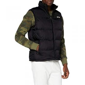 Schott Utah V Men's Sleeveless Puffer Jacket with Hidden Hood and Adjustable Drawstring