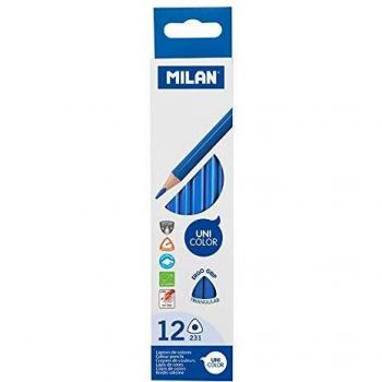 MILAN Caja 12 lápices triangulares de color cian, hexiaoyi
