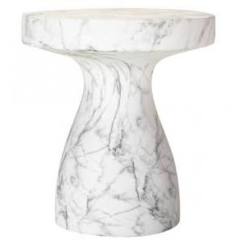 Mesa Auxiliar Alta Calidad Blanco Efecto Mármol 51x51x55 cm