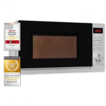 Microondas Exquisit 20L con Grill, 5 Niveles, Plato de 25.5cm y Temporizador Digital