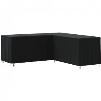 Cubierta de sofá en forma de L Oxford 420D negro 254x254x80 cm