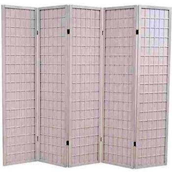 vidaXL Biombo Plegable con 5 Paneles de Estilo Japonés Separador de Ambienntes Divisor de Estancias de Madera de Abeto 200x170 cm Blanco