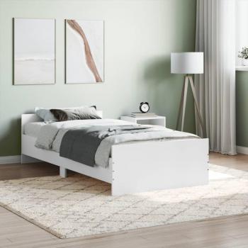 Cama Multicapa de Madera Blanca 90x200 cm con Estructura de Contrachapado