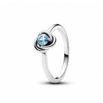 Anillo Eternity de Plata de Ley con Circonitas Azul Aguamarina para Mujer - Talla 52