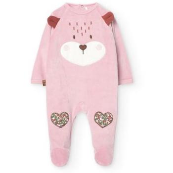 Boboli Pelele de bebé niña de terciopelo con dibujo frontal y cierre trasero