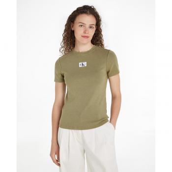 Calvin Klein - Camiseta de canalé manga corta para mujer