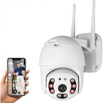 Cámara de Seguridad WiFi Exterior, Aottom 1080P PTZ Camara Vigilancia Exterior, Cámara de Vigilancia, Audio de Dos Vías, Visión Nocturna 40M, Detección Movimiento, Notificación de Alarma, App YI Lot