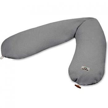 Almohada de lactancia Nappi Nordic Gris Claro 190 cm, Relleno de microperlas EPS, Certificada Oeko-TEX® Standard 100, Fabricada en Alemania