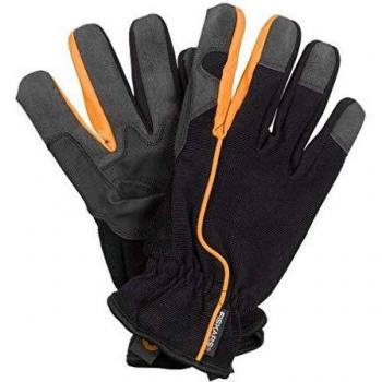 Fiskars 160005 Guantes de jardín, talla 8, Color: Negro/Naranja