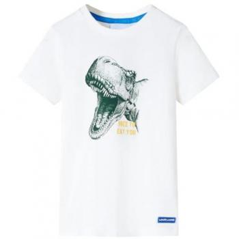 Camiseta Infantil de Manga Corta con Estampado de Dinosaurio Color Crudo 140
