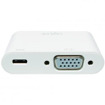 Adaptador USB-C a VGA Logilink UA0259 con Power Delivery y resolución 1080p, color blanco