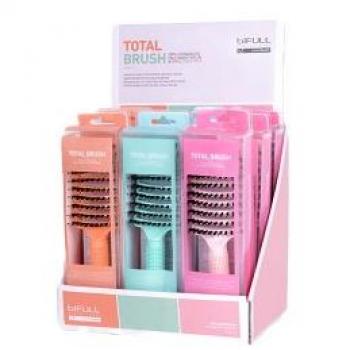 Expositor Cepillo Esqueleto de Pelo Jabalí y Nylon Total Brush (pack 9 Unids Coral, Verde, Rosa)