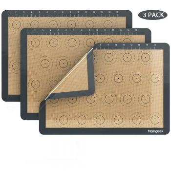 Homgeek Estera para hornear de silicona - Juego de 3 medias hojas