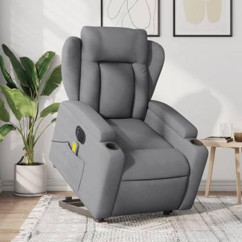 Sillón de masaje eléctrico reclinable elevable tela gris claro Vidaxl