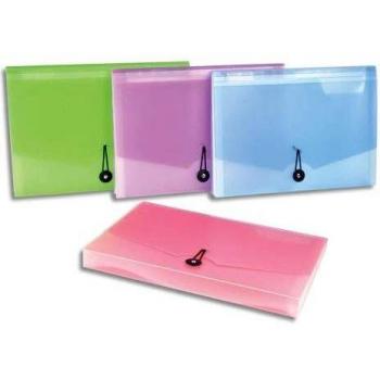 Clasificador A4 Viquel Propysoft de 6 compartimentos PP translúcido en colores surtidos (rosa, mauve, azul, verde)