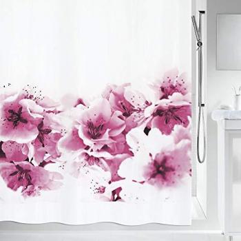 Cortina de Ducha Amanda 180x200cm, 100% Poliéster, Rosa y Lila, Impermeable