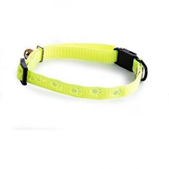 Collar de nylon para gato con diseño de patas en color amarillo Martin Sellier