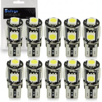 10x T10 W5W LED Bombillas exteriores 5 SMD 5050 Luz Coche trasera Lámpara Blanco Xenon Luz de interior T10 Wedge Lampara para Coches luces de la matrícula luces laterales 12V