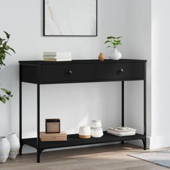Mesa consola de madera de ingeniería 100x34,5x75 cm en Negro, Roble Sonoma y Roble ahumado - Mesa de sofá, mesa de entrada para salón, consola de entrada, mueble recibidor, mesita auxiliar