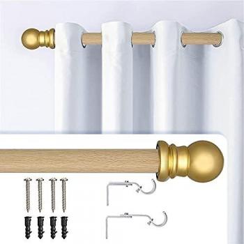 Barra de Cortina, 76-152CM Barra para Cortinas Extensible con Terminales en Forma de Redondo en Acero Inoxidable, Barra de Cortina Decorativo para Ventana de Cocina/Textura
