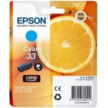 Cartucho de Tinta Epson Claria Premium 33 Cian - Compatible con XP350, XP630, XP635, XP830 - Modelo T334240