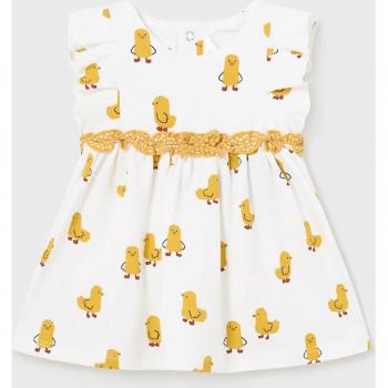 Vestido corto estampado de algodón mejorado para recién nacida Mayoral 1810 amarillo