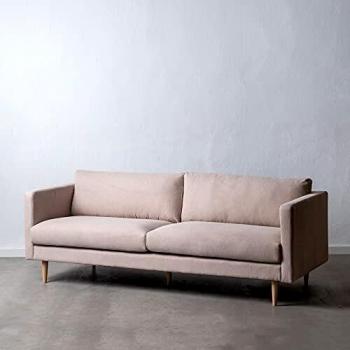 Sofá 3 plazas Beige de Tela y Madera de 210x89x79 cm - LOLAhome