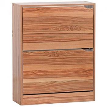 Zapatero compacto de madera natural con 2 puertas 63x80 cm
