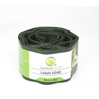 Borde flexible para césped de jardín de 9 m x 100 mm, color verde oscuro