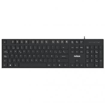 Nilox Teclado con Cable NXKBE000012 QWERTY Español Negro