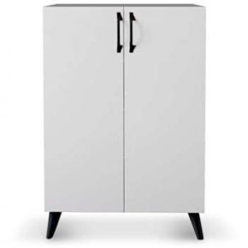 Armario Multiusos Catterhouse Rodas Blanco 60x33x87 Cm - Organiza Tu Hogar, con 2 Puertas y 3 Baldas de Altura Ajustable