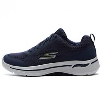 Zapatillas Skechers Go Walk Arch Fit Hombre NVGD, características: Idyllic azul oscuro blanco, ribete dorado sintético textil azul marino, talla 42.5 EU