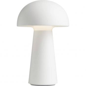 Lámpara de mesa LED recargable Lindby Zyre, blanca, IP44, con regulador táctil