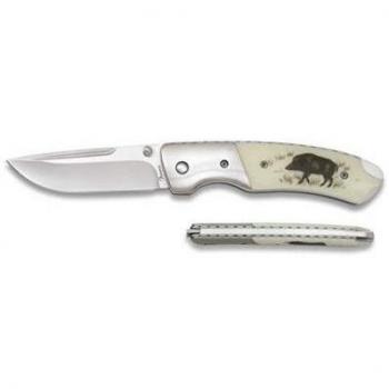 Navaja de Lujo con Mango de Aluminio y Virola de Aluminio, Hoja de Acero Inoxidable de 8 cm - Modelo Jabalí Deluxe Albainox 19468