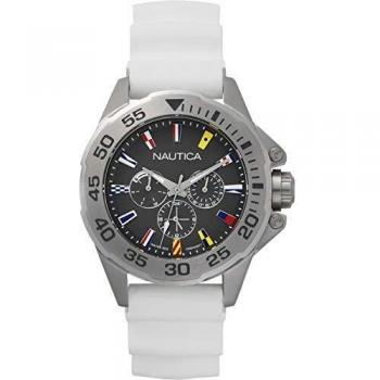 Reloj Nautica Hombre Napmia002 44mm Resistente al Agua con Cuarzo, Correa de Caucho y Esfera de Acero Inoxidable