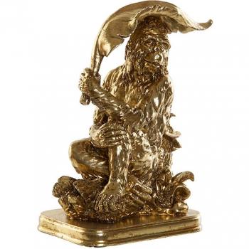 Figura Decorativa de Resina con Mono y Hoja - Estilo Colonial