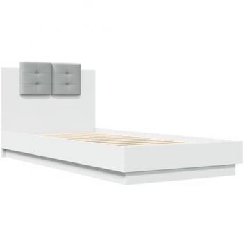 Estructura de cama con cabecero y luces LED blanco 100x200 cm Vidaxl