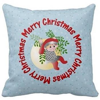 whiangfsoo danés Navidad elfo feliz Navidad decorativo cuadrado manta funda de almohada lienzo línea 26x 26 #Whiangfsoo-07